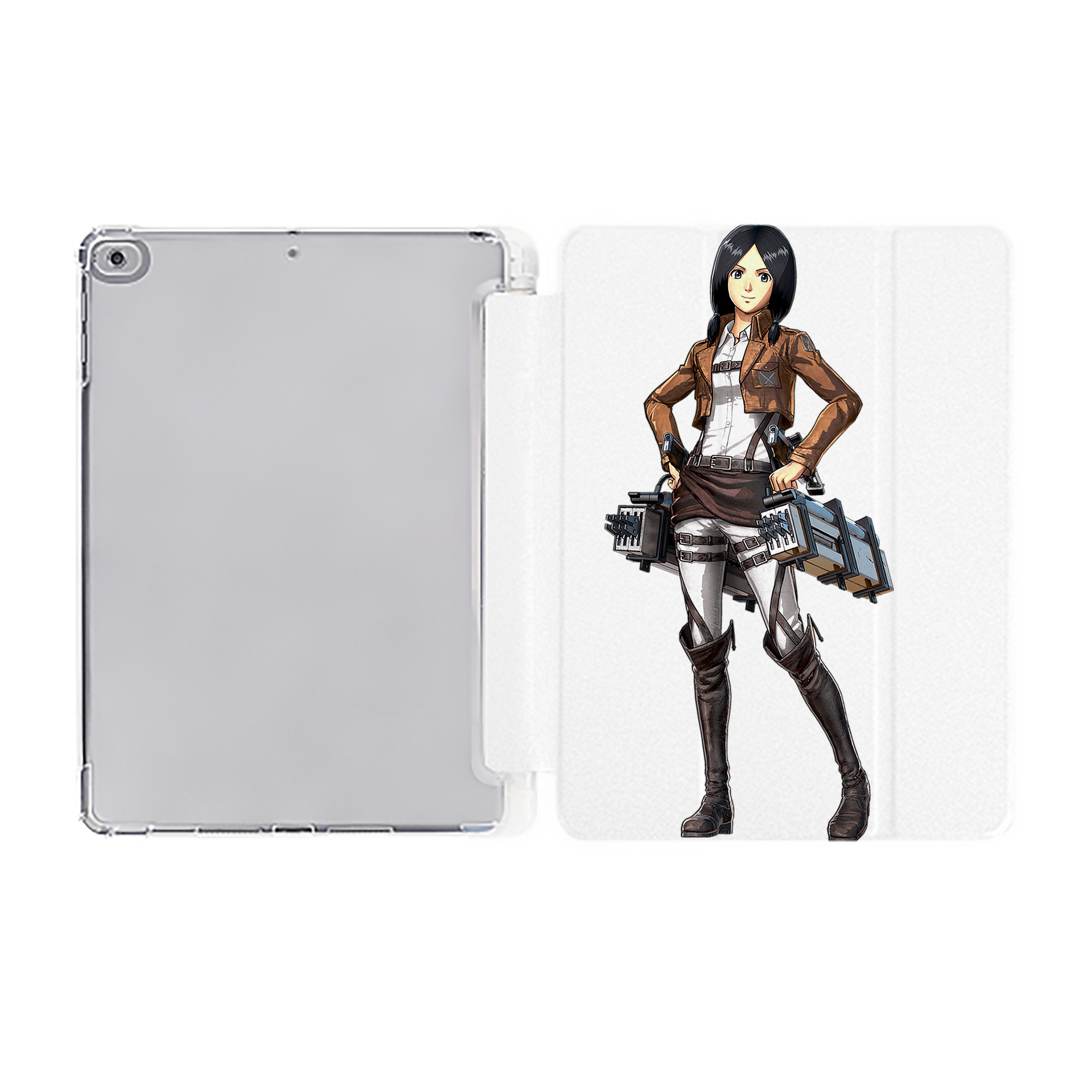 （画像用） 進撃の巨人 ミカサ·アッカーマン Attack on Titan Mikasa Ackerman IPad ケース ペン収納付き 三つ折りスタンド PUレザー×シリコン 対応機種9.5/10.5/10.9インチ